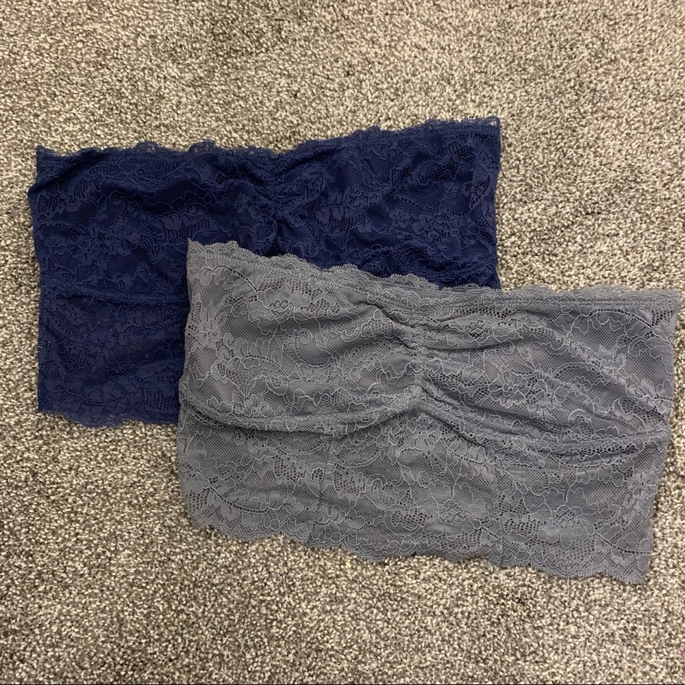 American Eagle Gray and Navy Lace Bralettes | Size S